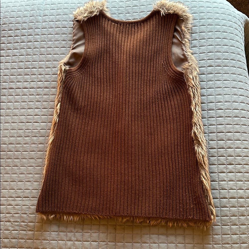 Le Moda Brown Faux Fur Vest Size L - Picture 2 of 4